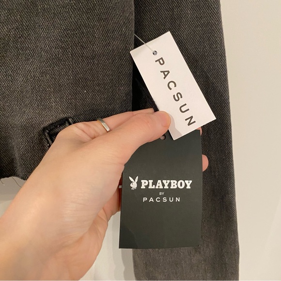 Playboy Jan 1986 Andy Warhol Cover Grey Bunny Distressed Rhinestone Denim Jacket - Picture 13 of 16